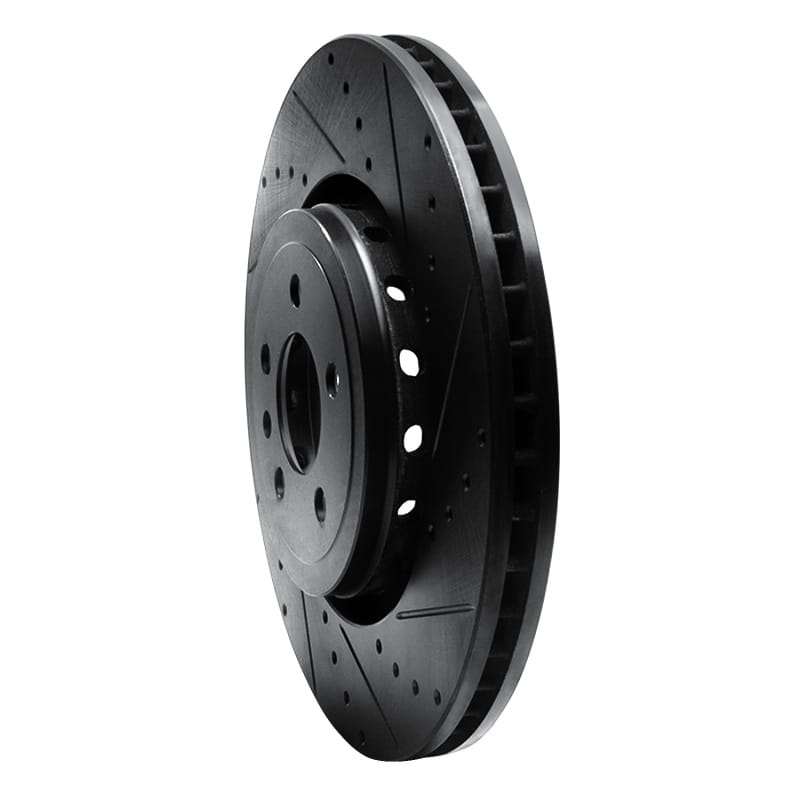 R1 14-23 Dodge Charger Front Right Drilled & Slotted Black Brake Rotor thumbnail 2