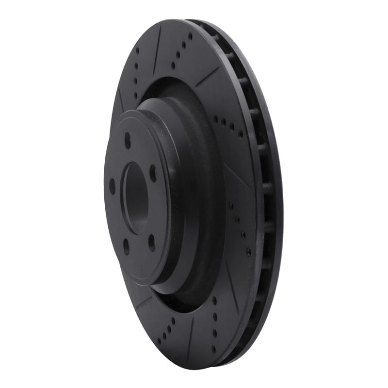 R1 05-23 Chrysler 300 Rear Left Drilled & Slotted Black Brake Rotor - 633-39020L thumbnail 2
