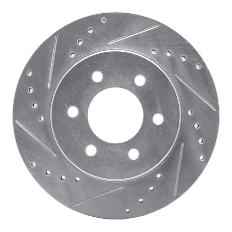 R1 91-96 Dodge Dakota 4WD Front Left Drilled & Slotted Silver Brake Rotor