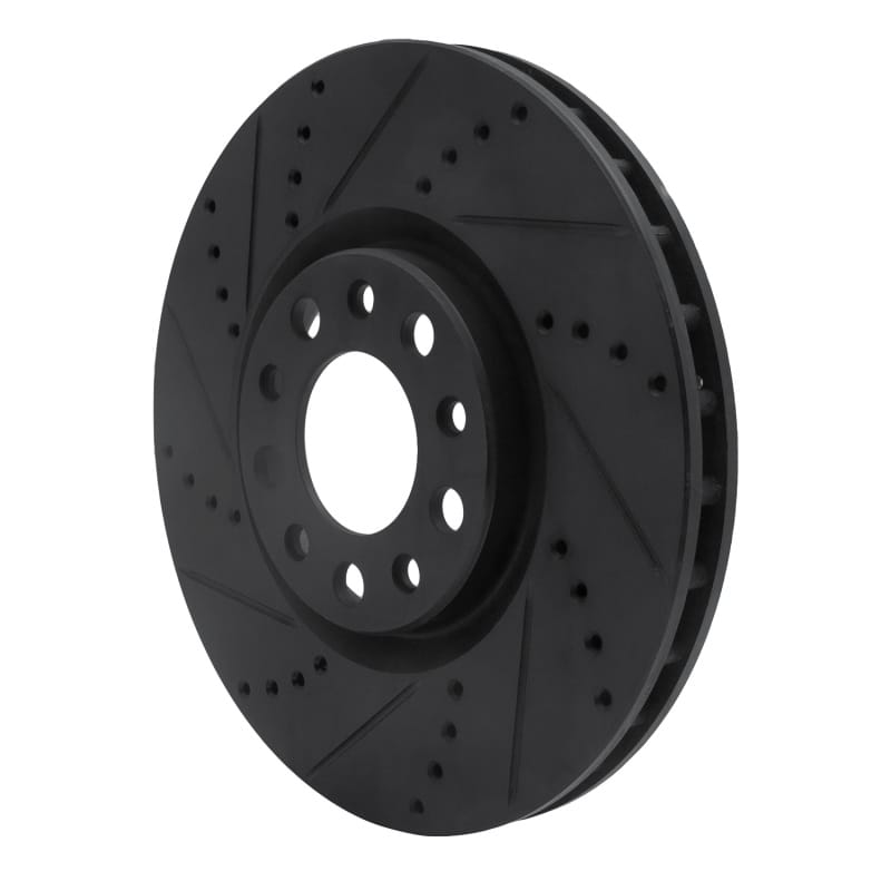 R1 2013-2023 Chrysler 200 Front Left Drilled & Slotted Black Brake Rotor thumbnail 2