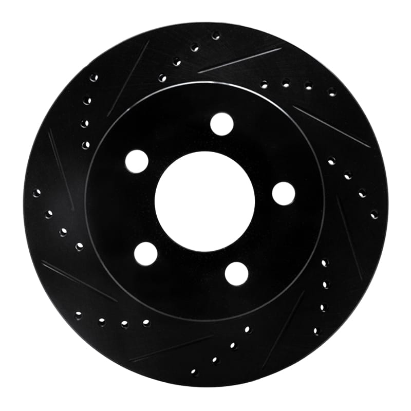 R1 99-06 Jeep Cherokee Front Left Drilled & Slotted Black Brake Rotor