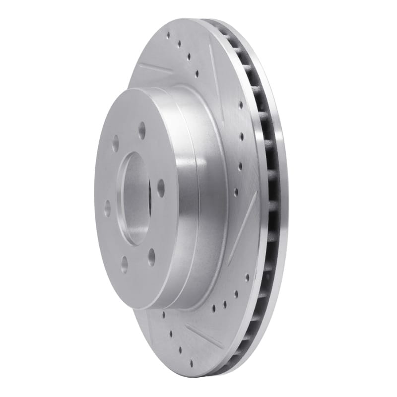 R1 97-02 Dodge Dakota 4WD Front Right Drilled & Slotted Silver Brake Rotor thumbnail 2