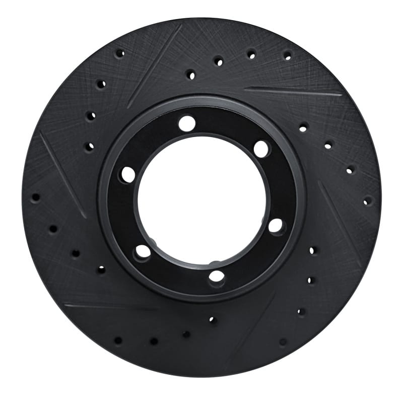 R1 81-87 Dodge D50 Front Left Drilled & Slotted Black Brake Rotor