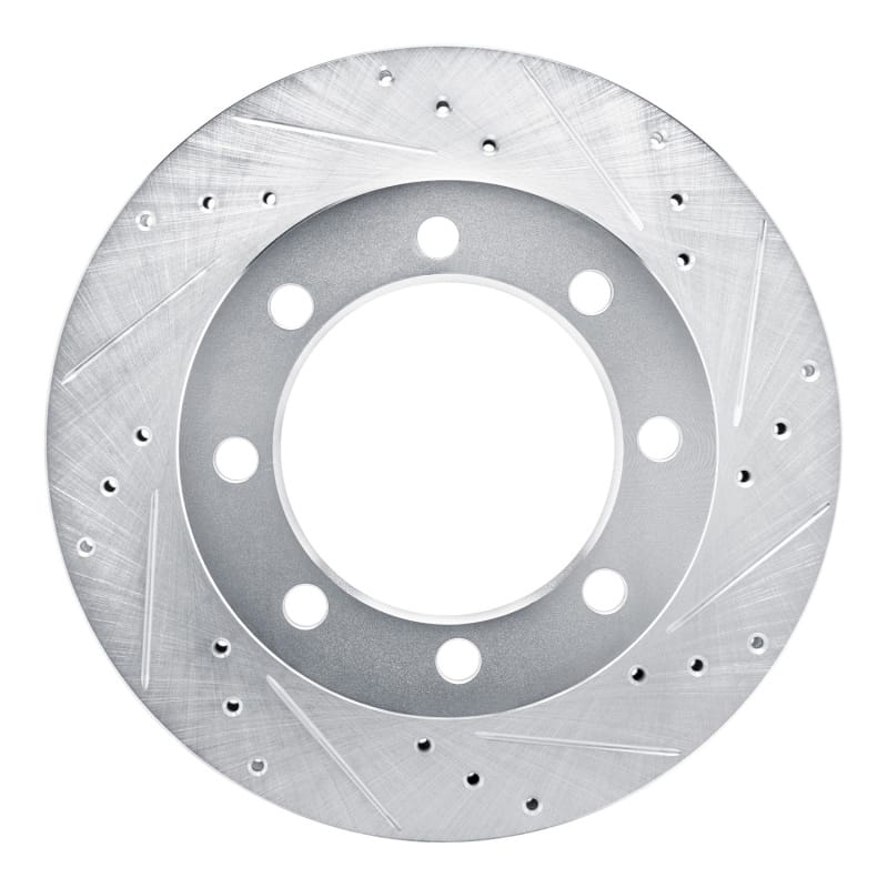 R1 80-93 Dodge W200 Front Right Drilled & Slotted Silver Brake Rotor