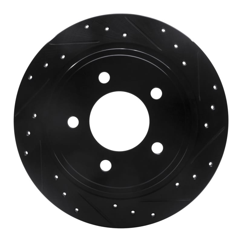 R1 04-08 Chrysler Pacifica Rear Right Drilled & Slotted Black Brake Rotor