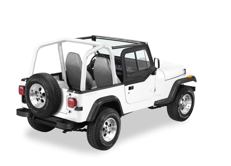 Bestop 97-06 Jeep Wrangler TJ Upper Door Sliders (Black Denim Dual Sliding Window)