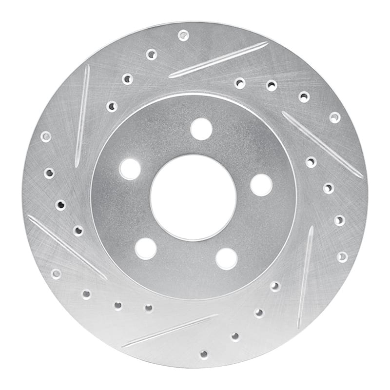 R1 96-00 Chrysler Town & Country Front Left Drilled & Slotted Silver Brake Rotor