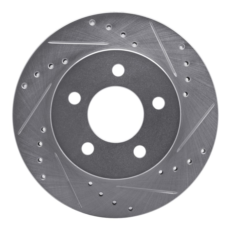 R1 90-99 Jeep Cherokee Front Right Drilled & Slotted Silver Brake Rotor
