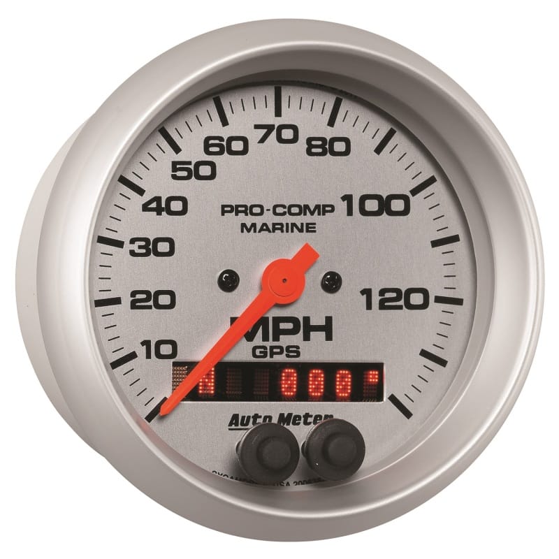 Autometer Marine Silver 3-3/8in. 140MPH GPS Speedometer Gauge thumbnail 4