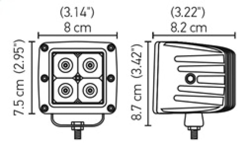 Hella HVF Cube 4 LED Off Road Kit - 3.1in 12W Spot Beam thumbnail 3