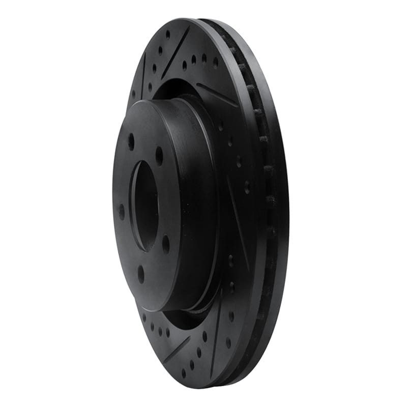 R1 99-04 Chrysler 300M Front Left Drilled & Slotted Black Brake Rotor