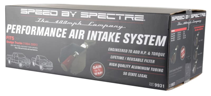 Spectre 94-01 Dodge RAM 1500/2500 V8-5.2/5.9L F/I Air Intake Kit - Polished w/Red Filter thumbnail 2
