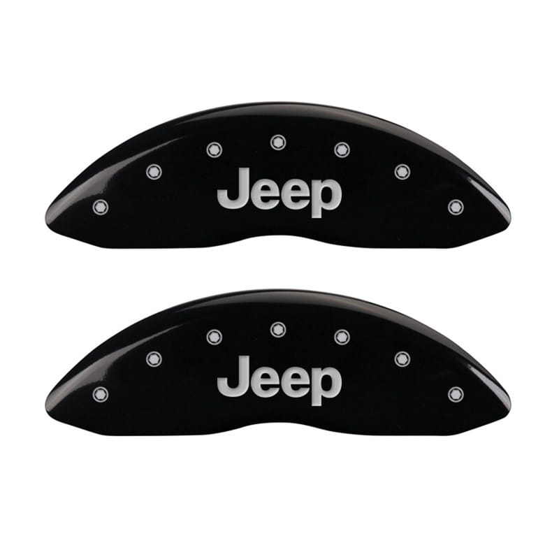 MGP Front set 2 Caliper Covers Engraved Front JEEP Black finish silver ch - 42011FJEPBK