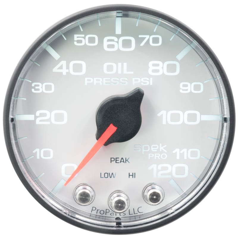Autometer Spek-Pro Gauge Oil Press 2 1/16in 120psi Stepper Motor W/Peak & Warn Wht/Blk - P325128 thumbnail 3