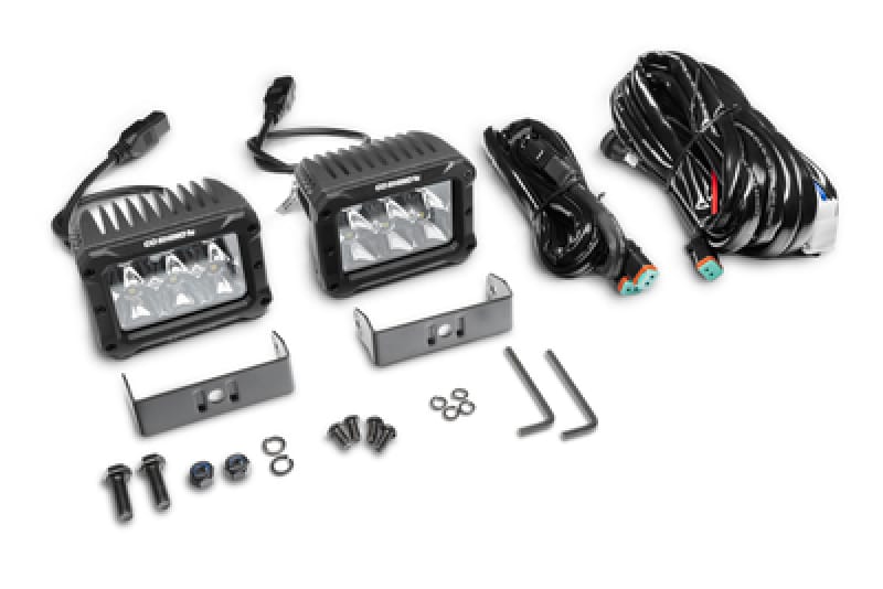 Go Rhino Xplor Bright Series Rectangle LED Spot Light Kit (Surface/Thread Stud Mnt) 4x3 - Blk (Pair) thumbnail 4