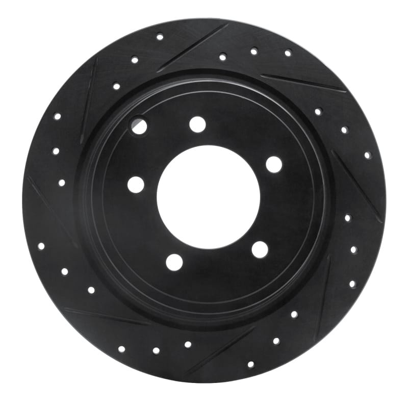 R1 07-17 Chrysler 200 Rear Left Drilled & Slotted Black Brake Rotor - 633-39024L