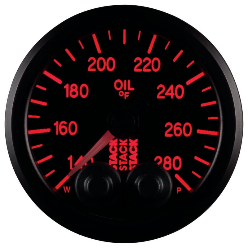 Autometer Stack Instruments 52mm 140-280 Deg F 1/8in NPTF Male Pro Control Oil Temp Gauge - Black thumbnail 8