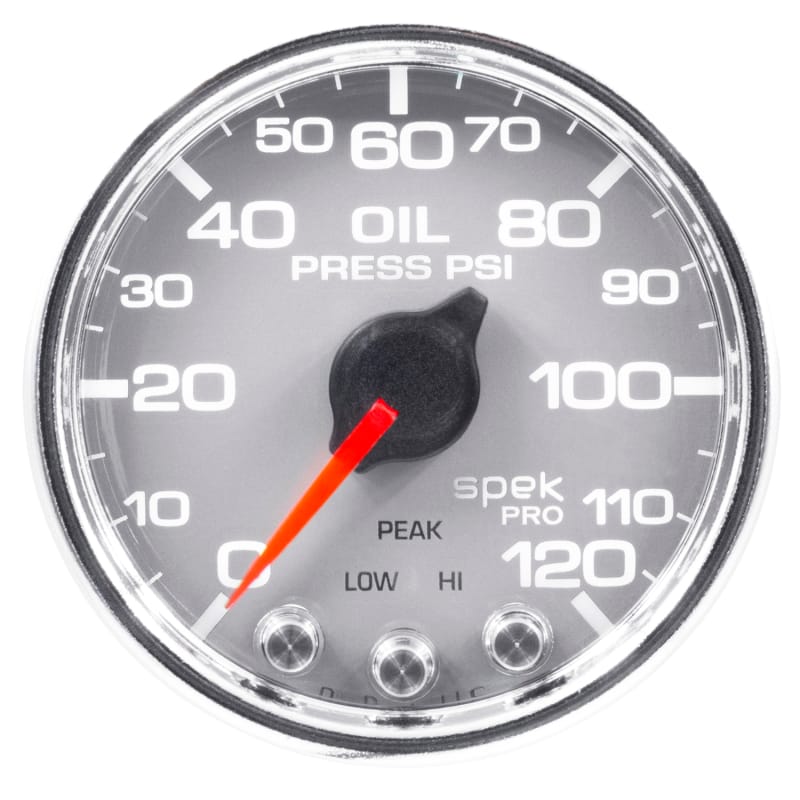 Autometer Spek-Pro Gauge Oil Press 2 1/16in 120psi Stepper Motor W/Peak & Warn Slvr/Chrm - P32521 thumbnail 3