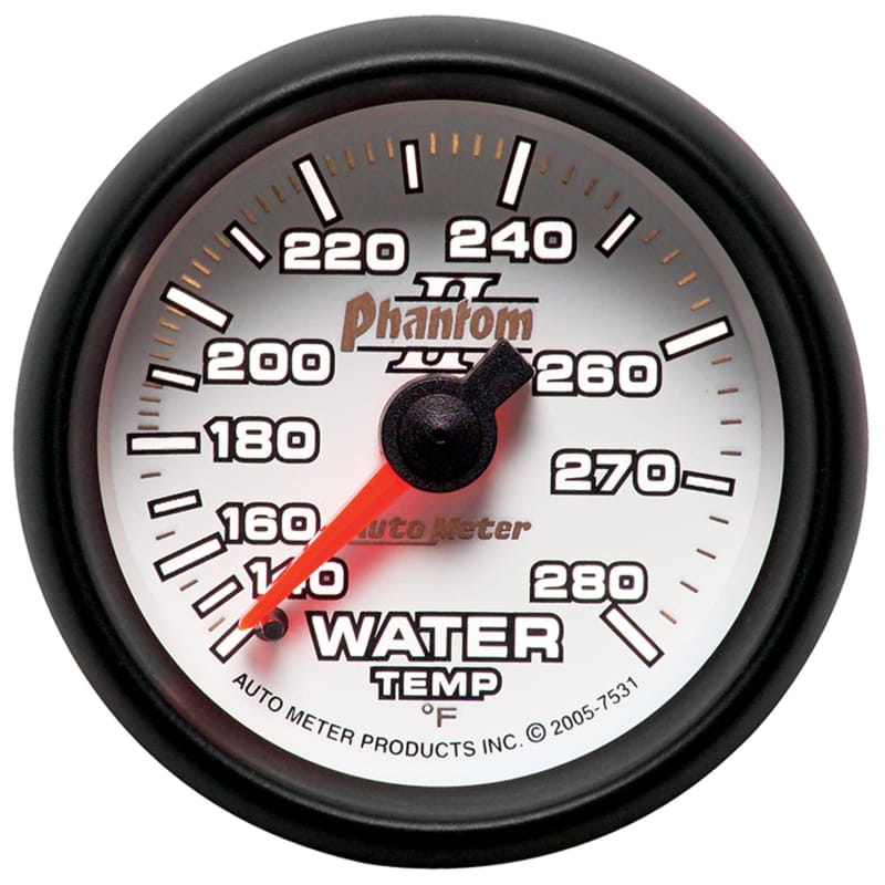 Autometer Phantom II 52.4mm Mechanical 140-280 Deg F Water Temperature Gauge thumbnail 2