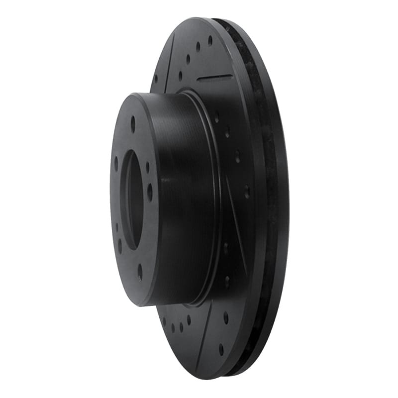 R1 83-89 Chrysler Conquest Front Left Drilled & Slotted Black Brake Rotor thumbnail 2