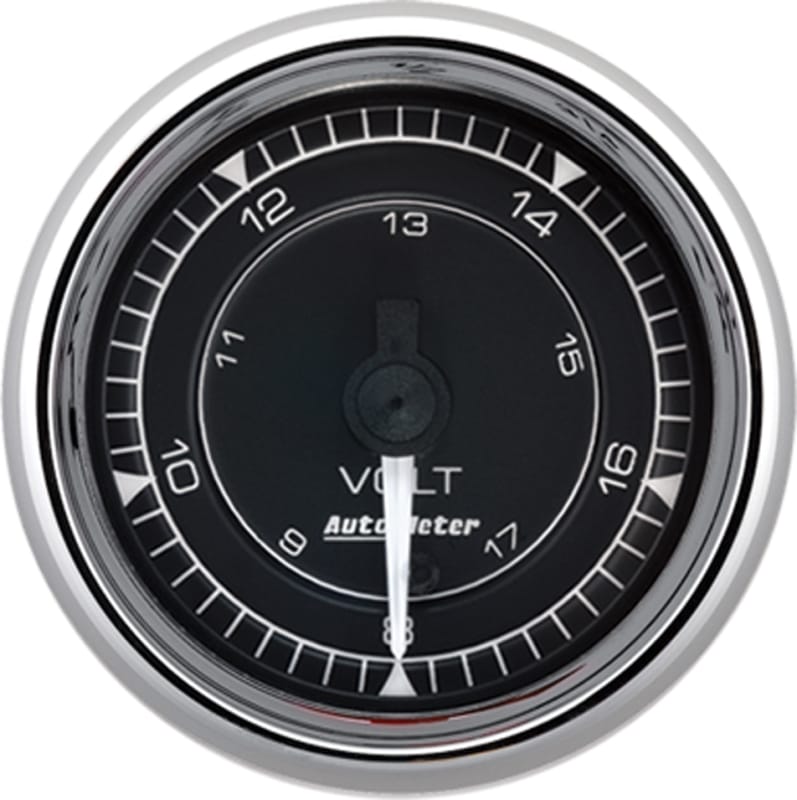 AutoMeter Chrono 2-1/16in 18V Digital Stepper Motor Voltmeter Gauge - Chrome