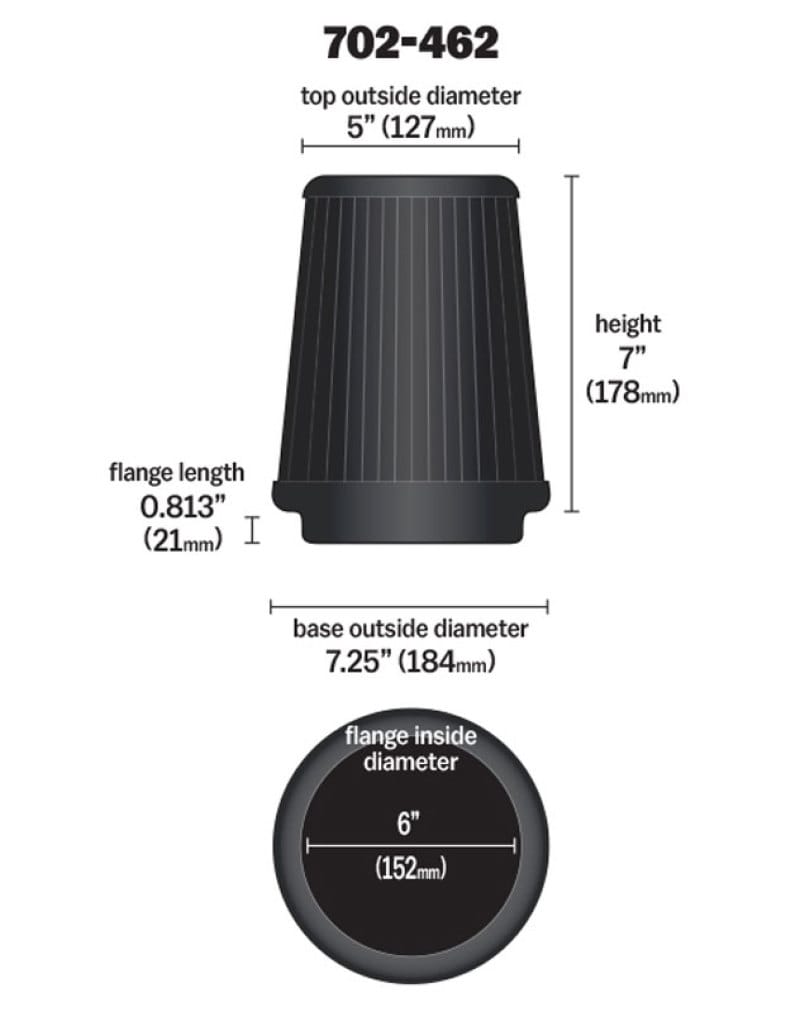 Airaid Universal Air Filter - Cone 6 x 7-1/4 x 5 x 7 - 702-462 thumbnail 2