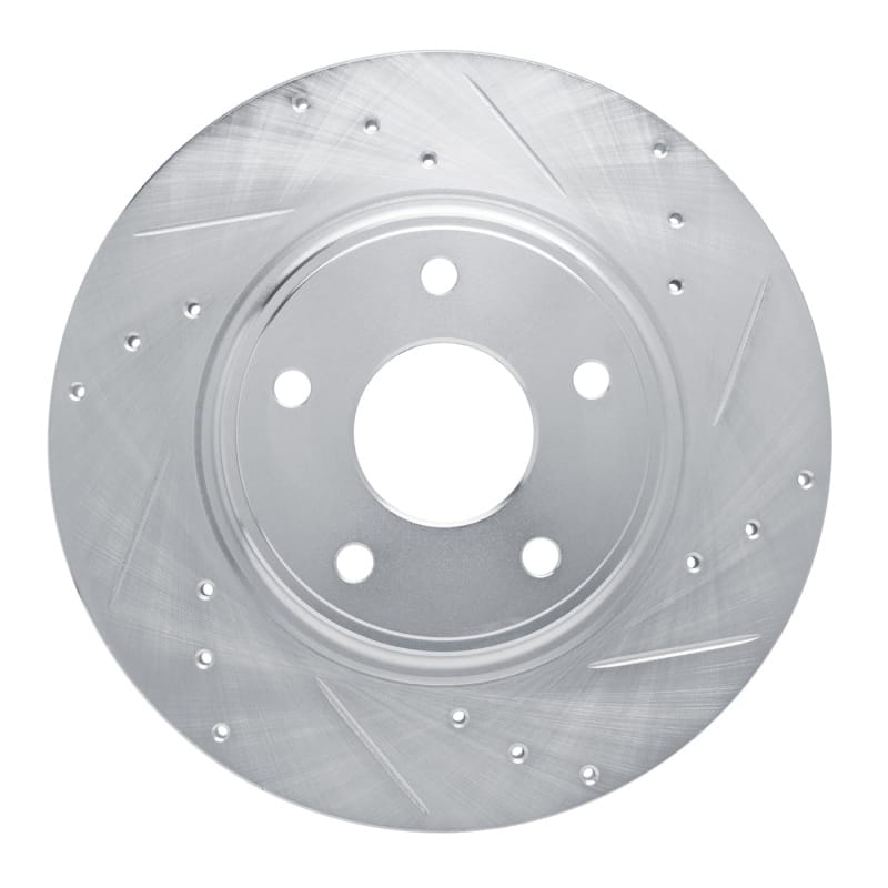R1 12-20 Chrysler Town & Country Rear Right Drilled & Slotted Silver Brake Rotor