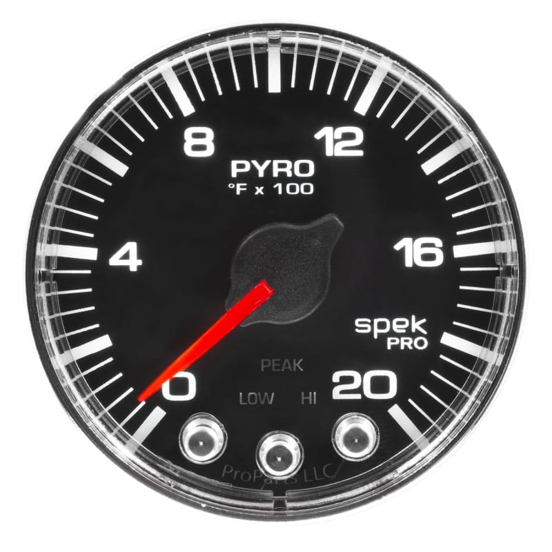 Autometer Spek-Pro Gauge Pyro. (Egt) 2 1/16in 2000f Stepper Motor W/Peak & Warn Blk/Chrm - P310318 thumbnail 3