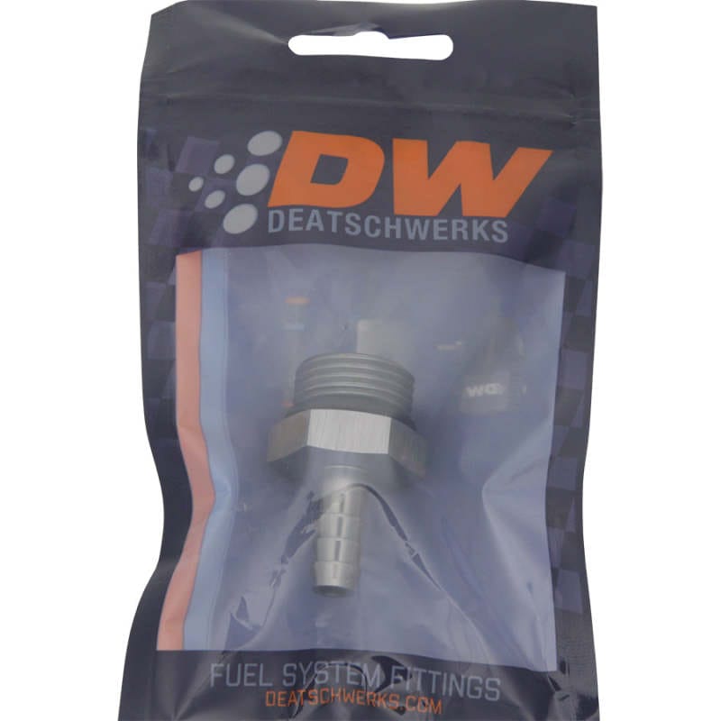 DeatschWerks 10AN ORB Male to 5/16in Male Triple Barb Fitting (Incl O-Ring) - Anodized DW Titanium thumbnail 2