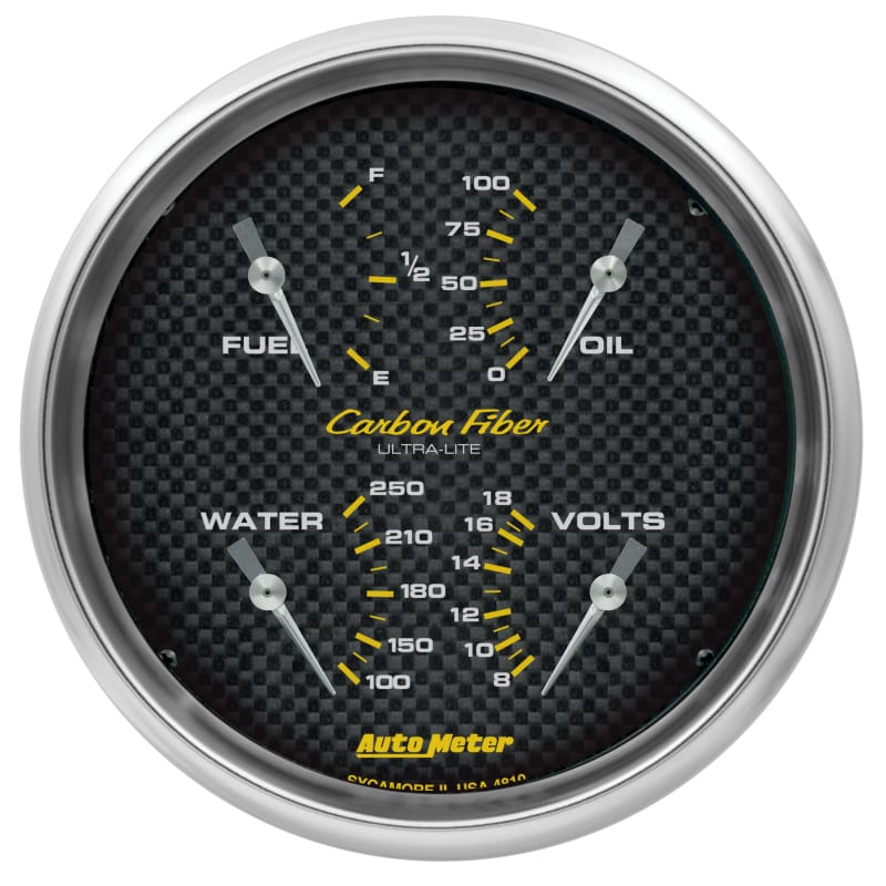 Autometer Carbon Fiber Quad Gauge 5in. 240Ohm (E) - 33Ohm (F) Electric