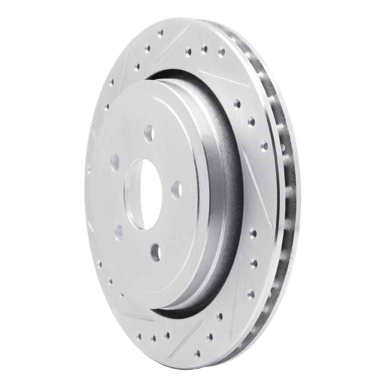 R1 89-95 Chrysler LeBaron Rear Left Drilled & Slotted Silver Brake Rotor