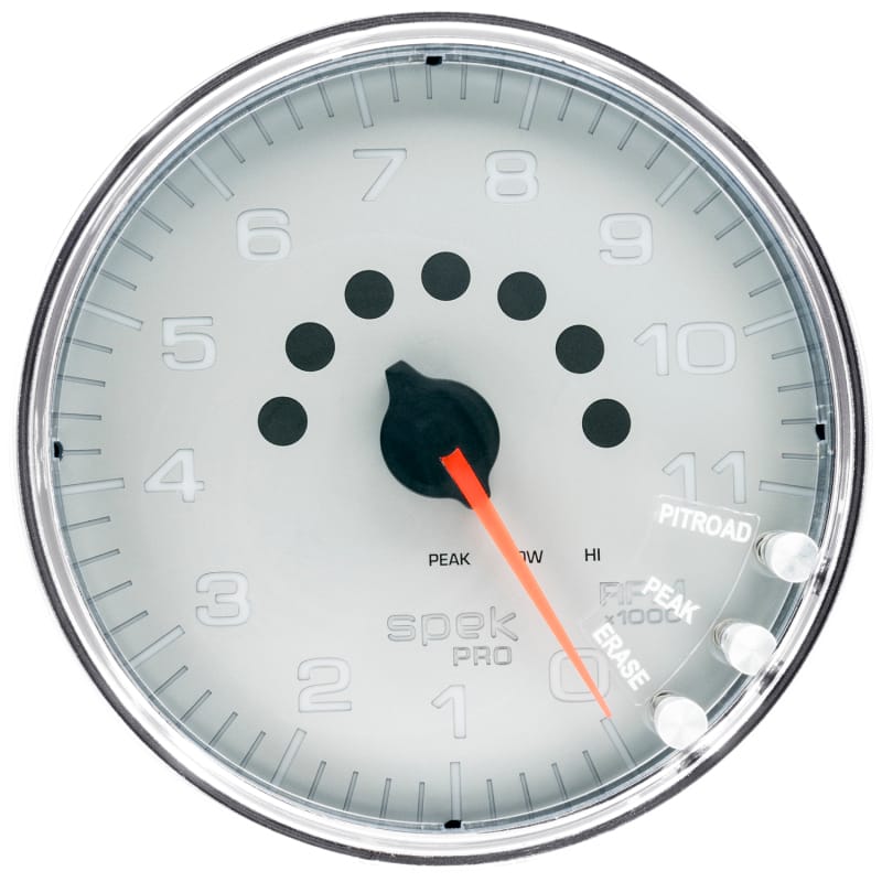 Autometer Spek-Pro Gauge Tachometer 5in 11K Rpm W/Shift Light & Peak Mem Silver/Chrome - P23921 thumbnail 2