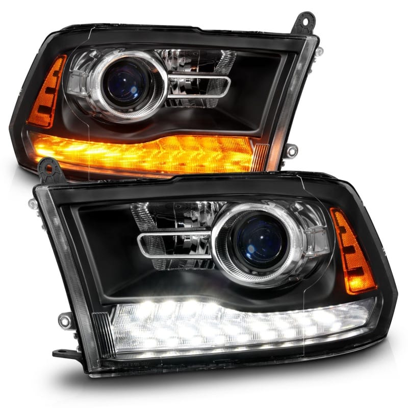 ANZO 09-18 Dodge Ram 1500/2500/3500 LED Plank Style Headlights Switchback + Sequential - Matte Black thumbnail 2