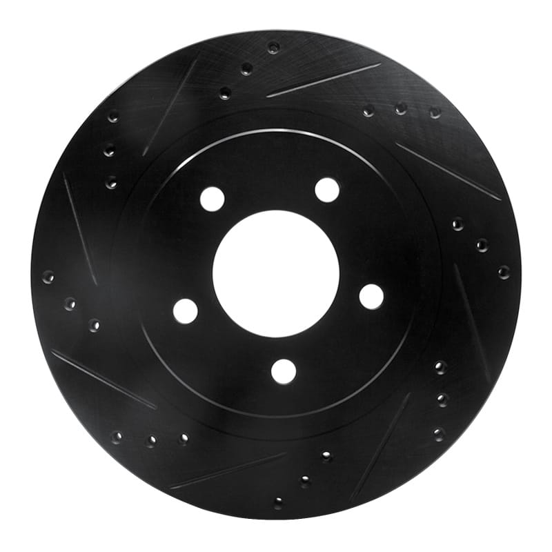 R1 98-04 Chrysler 300M Front Left Drilled & Slotted Black Brake Rotor