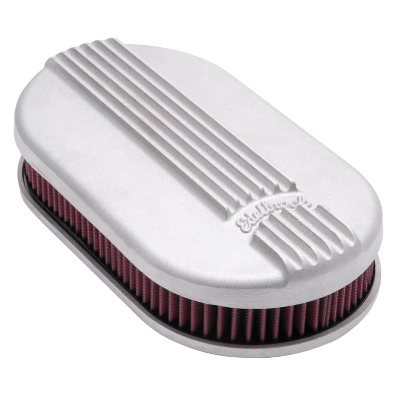 Edelbrock Air Cleaner Classic Series Oval Aluminum Top Cloth Element 17 5In X 9 35In X 3 9In Satin thumbnail 2