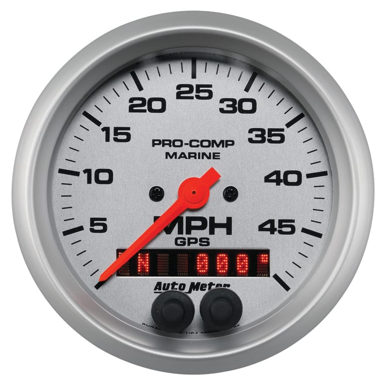 Autometer Marine Silver Ultra-Lite 3-3/8in 50MPH GPS Speedometer Gauge thumbnail 2