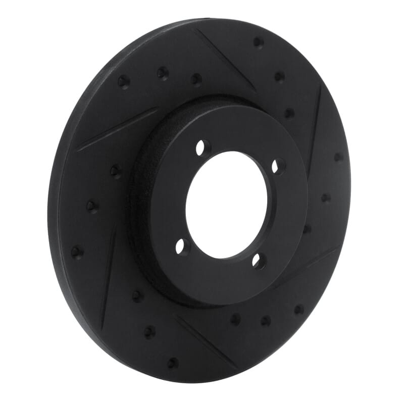 R1 74-87 Dodge COLT Front Right Drilled & Slotted Black Brake Rotor thumbnail 2