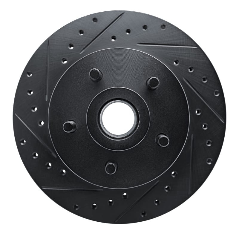 R1 87-90 Dodge Dakota RWD Front Left Drilled & Slotted Black Brake Rotor - 633-40065L