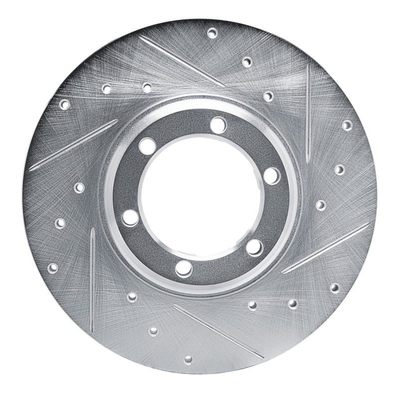 R1 79-86 Dodge D50 Front Right Drilled & Slotted Silver Brake Rotor