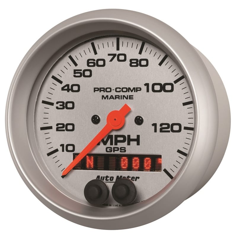 Autometer Marine Silver 3-3/8in. 140MPH GPS Speedometer Gauge thumbnail 3