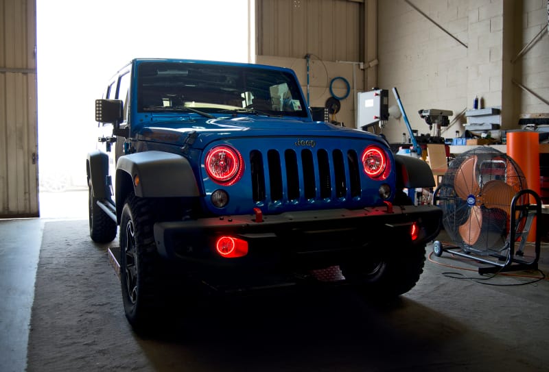 Oracle Lighting 07-09 Jeep Wrangler JK Pre-Assembled LED Halo Fog Lights -Red thumbnail 3