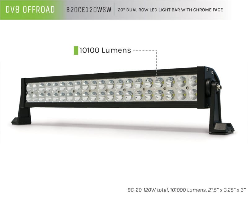 DV8 Offroad Chrome Series 20in Light Bar 120W Flood/Spot 3W LED thumbnail 5