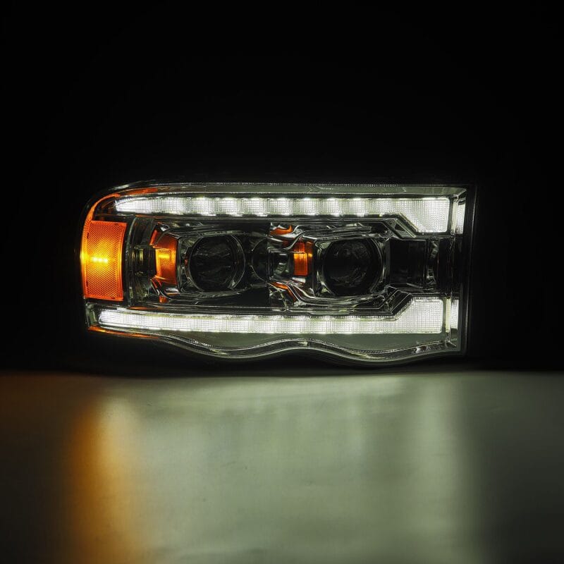 AlphaRex 02-05 Dodge Ram 1500 LUXX LED Proj Headlights Plank Style Chrome w/Activ Light/Seq Signal thumbnail 4