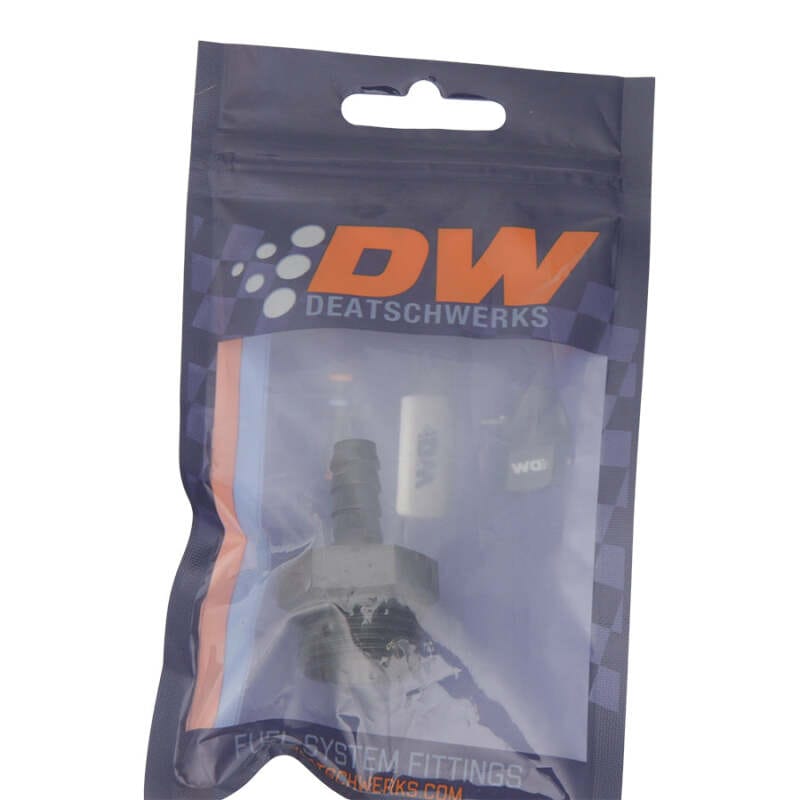 DeatschWerks 10AN ORB Male to 5/16in Male Triple Barb Fitting (Incl O-Ring) - Anodized Matte Black thumbnail 2