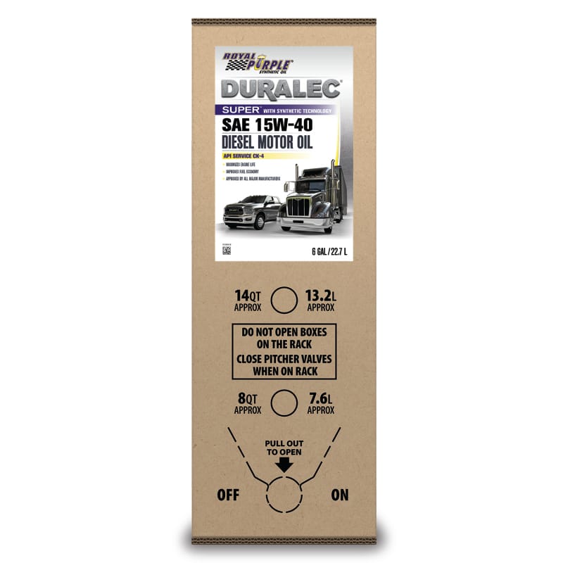 Royal Purple Duralec Super Diesel 15W40 CK-4 Motor Oil - 6 Gallon Bag-In-Box thumbnail 2