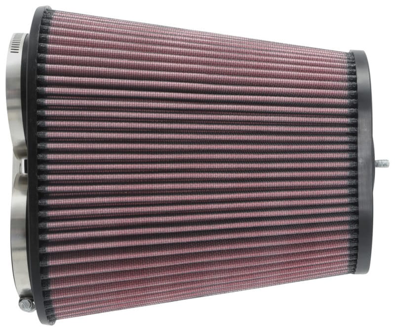 K&N Universal Clamp-On Air Filter 3-1/8in Dual FLG 8-7/8in X 5-3/16 B 6-1/4in X 4IN T, 9inH W/STUD