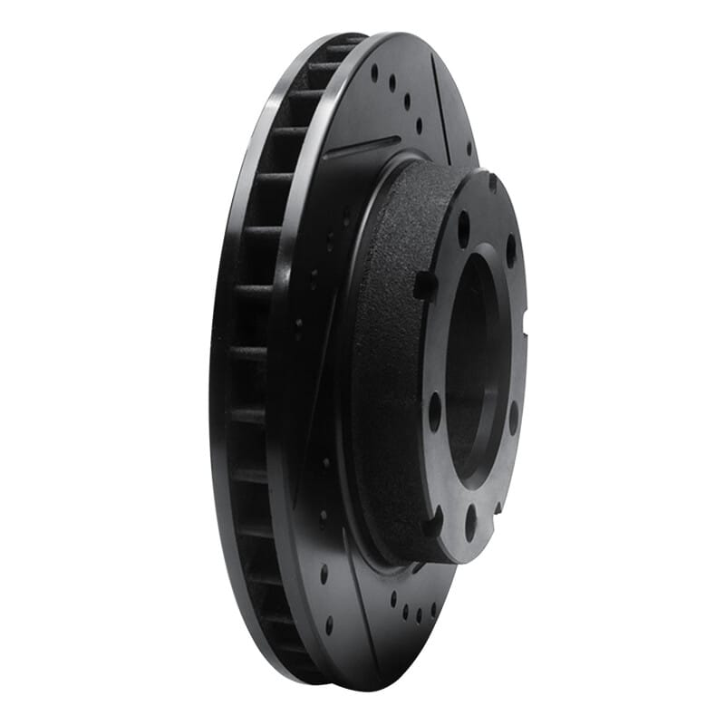 R1 80-93 Dodge W100 Front Right Drilled & Slotted Black Brake Rotor