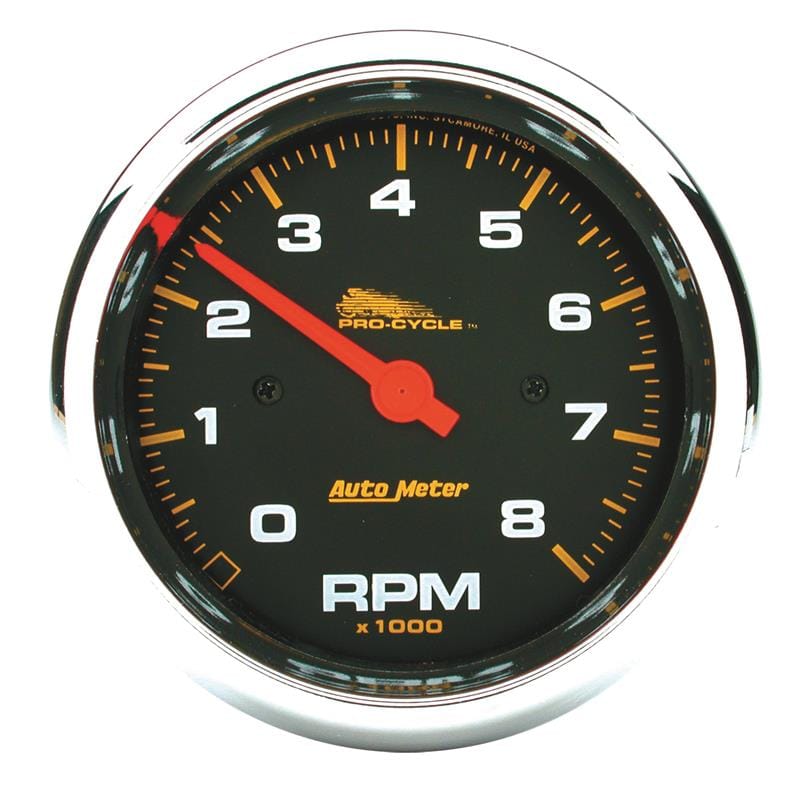 Autometer Pro-Cycle Gauge Tach 3 3/4in 8K Rpm 2&4 Cylinder Black