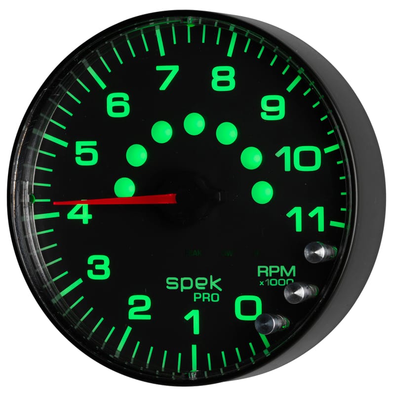 Autometer Spek-Pro Gauge Tachometer 5in 11K Rpm W/Shift Light & Peak Mem Black/Black - P239328 thumbnail 6