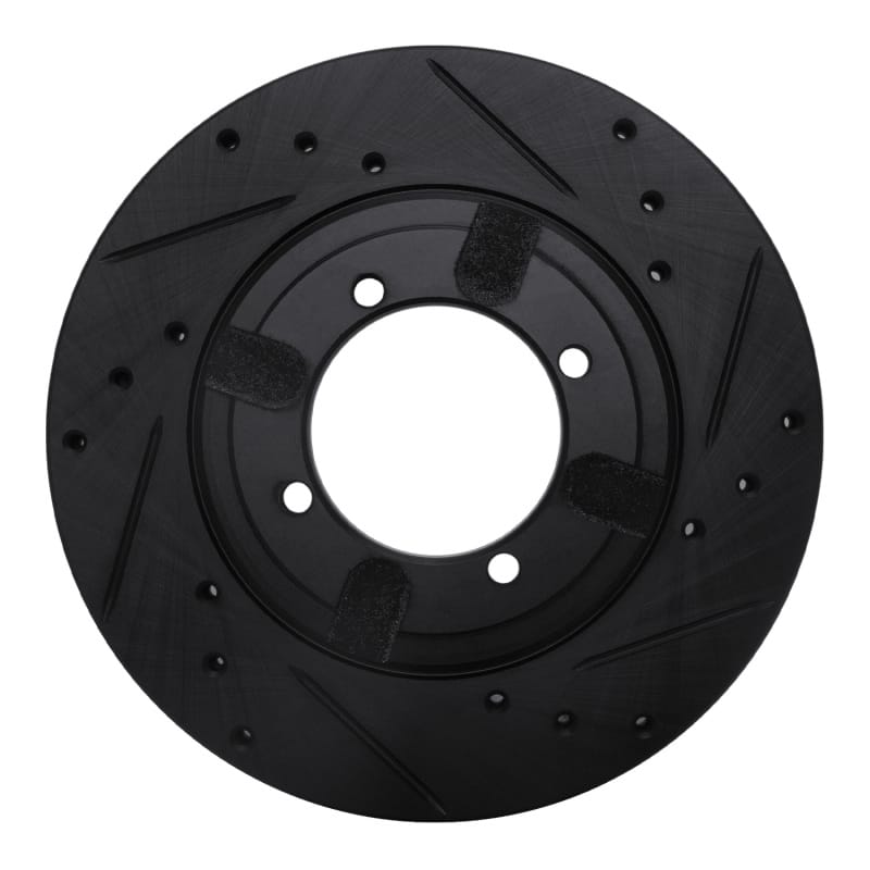 R1 84-90 Dodge COLT Front Right Drilled & Slotted Black Brake Rotor
